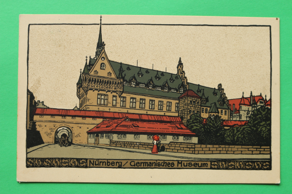 AK Nürnberg / 1910-20 / Litho / Germanisches Museum Architektur / Künstler Steinzeichnung Stein-Zeichnung / Monogramm L